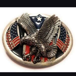 New eagle American flag belt buckle approximately 3.5" Wide